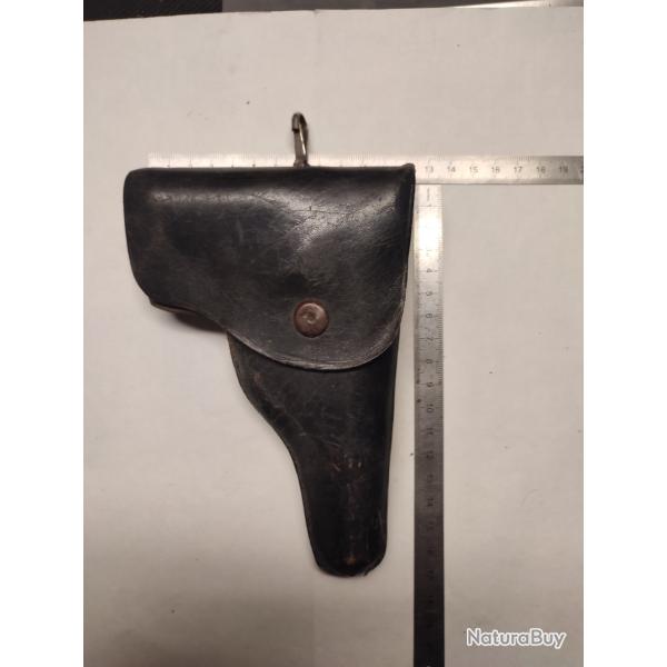 Etui / holster cuir noir pour pistolet petit calibre  7.65mm , ou 9mm court