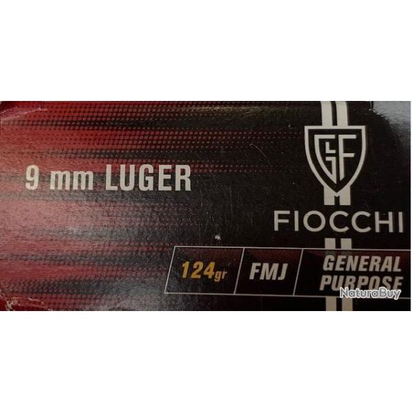 Munitions FIOCCHI cal.9mm para fmj 124gr par 50