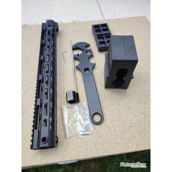Kit Garde Main flottant 17 pouces, type M lok, 38cm pour AR15 et clone +Kit gaz bock M4
