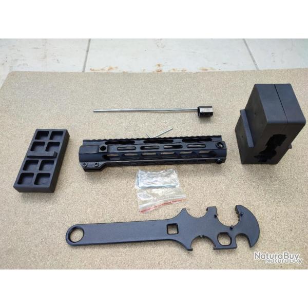 Kit Garde Main flottant 10 pouces, type M lok, 25.4cm pour AR15 et clone  +  Kit gaz bock M4