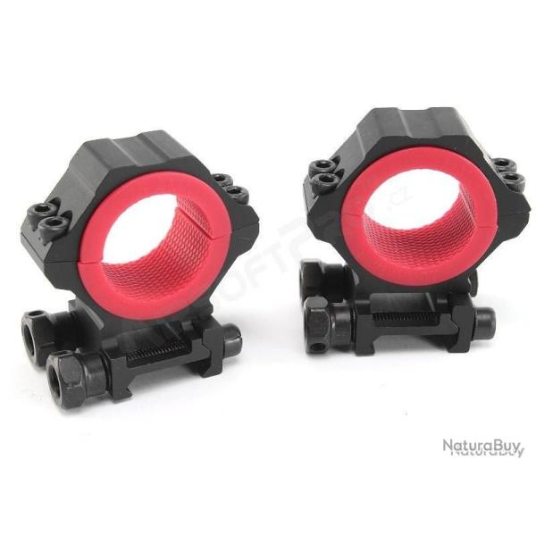 Anneaux pour lunette de tir ,diam�tre 25mm ,30mm et 34mm ,pour rail 20/21mm picatinny (montage haut)