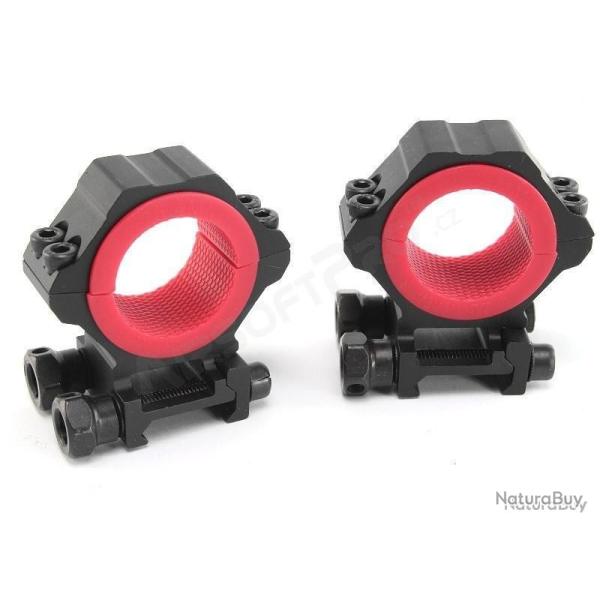 Anneaux pour lunette de tir ,diam�tre 25mm ,30mm et 34mm ,pour rail 20/21mm picatinny (montage bas)