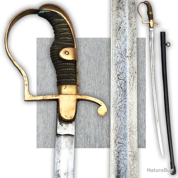 RARE & SUBLIME SABRE ALLEMAND DIT A LA BLUCHER LAME GRAV�E WW1 ORIGINAL