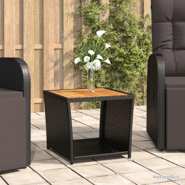 Table � th� et dessus en bois Noir R�sine tress�e Acacia massif