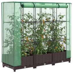 Jardini&egrave;re sur&eacute;lev&eacute;e avec housse aspect rotin 120x40x123 cm