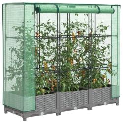 Jardini&egrave;re sur&eacute;lev&eacute;e avec housse aspect rotin 120x40x123 cm
