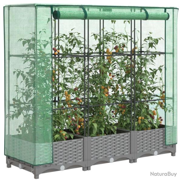 Jardini�re sur�lev�e avec housse aspect rotin 120x40x123 cm