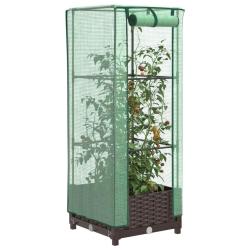 Jardini&egrave;re sur&eacute;lev&eacute;e avec housse aspect rotin 40x40x123 cm