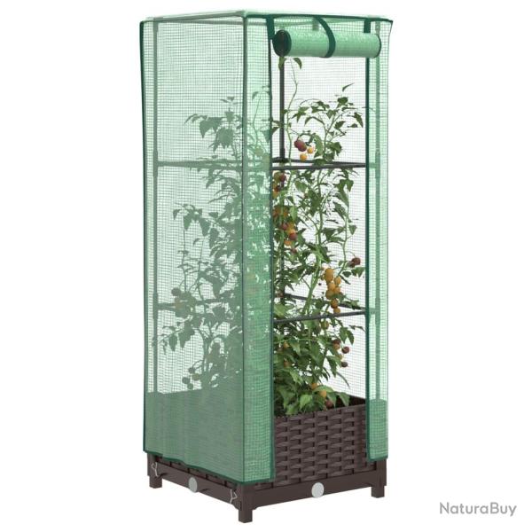 Jardini�re sur�lev�e avec housse aspect rotin 40x40x123 cm