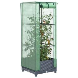 Jardini&egrave;re sur&eacute;lev&eacute;e avec housse aspect rotin 40x40x123 cm