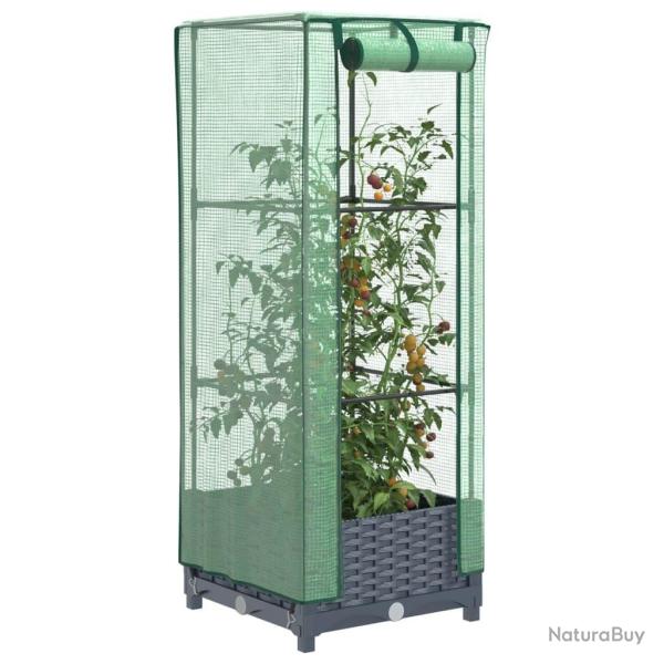 Jardini�re sur�lev�e avec housse aspect rotin 40x40x123 cm