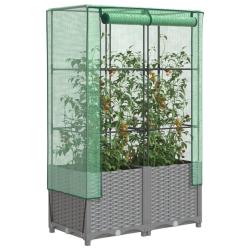 Jardini&egrave;re sur&eacute;lev&eacute;e avec housse aspect rotin 80x40x138 cm
