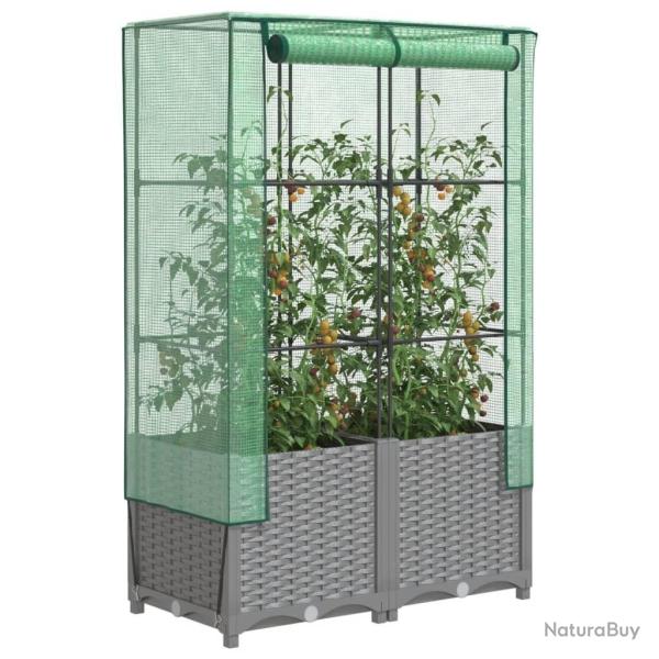Jardini�re sur�lev�e avec housse aspect rotin 80x40x138 cm