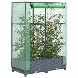 Jardini&egrave;re sur&eacute;lev&eacute;e avec housse aspect rotin 80x40x123 cm