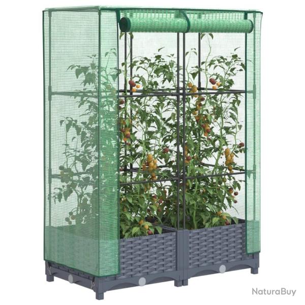 Jardini�re sur�lev�e avec housse aspect rotin 80x40x123 cm