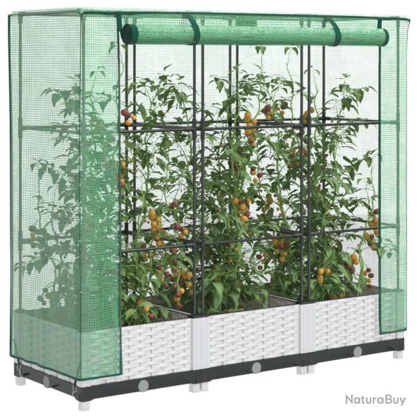 Jardini�re sur�lev�e avec housse aspect rotin 120x40x123 cm