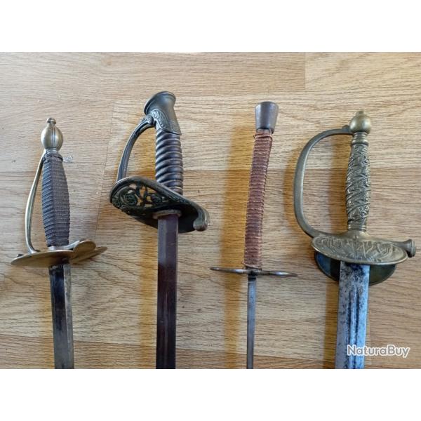 Lot de sabres et �p�es pour restaurations.