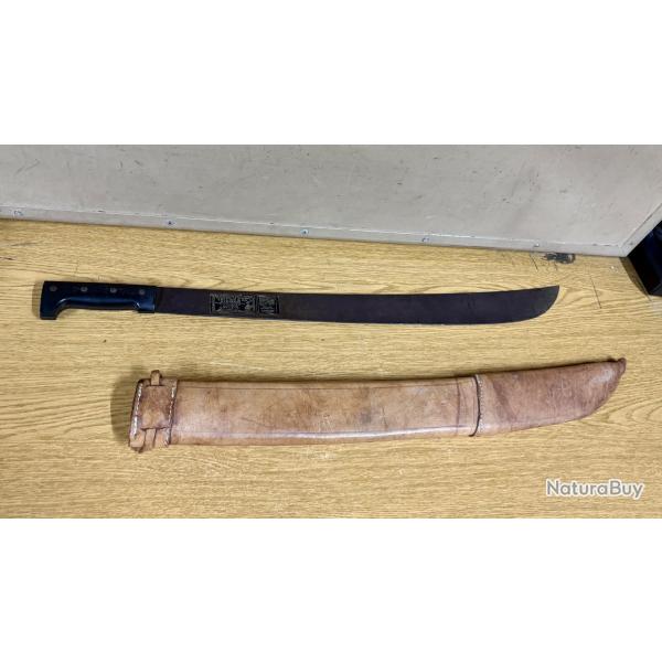 RARE ORIGINAL AUTHENTIQUE US ARMY WW2 / KOREA MACHETTE LEGITIMUS COLLINS ETUI CUIR MARRON EX COND !!