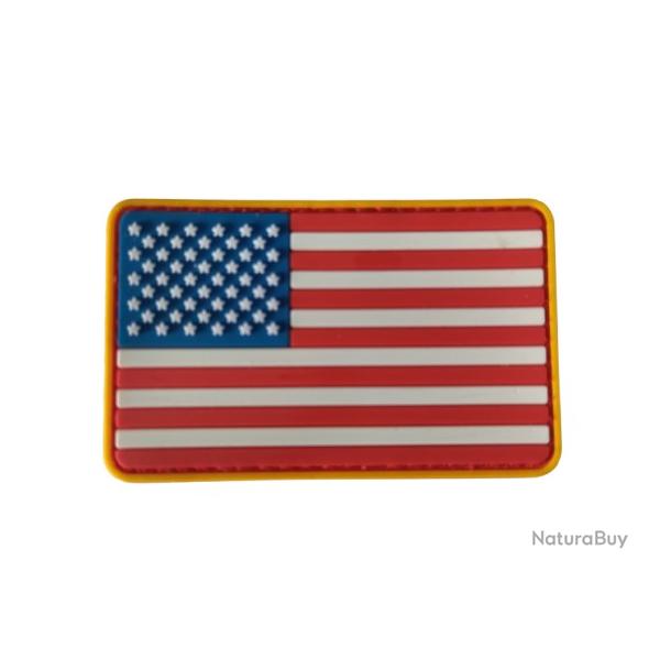 Patch Drapeau - Etats-Unis - PVC - Sur fond jaune - Velcro - Livraison gratuite