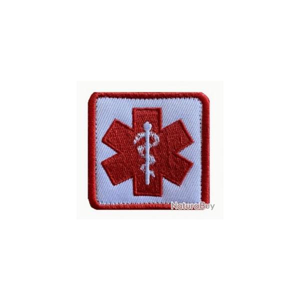 Patch Paramedic - Rouge/Blanc - Velcro - Livraison gratuite