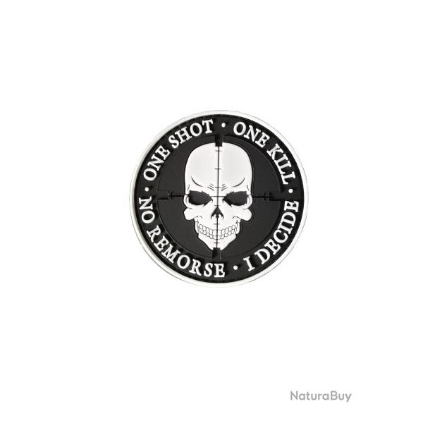 Patch One shoot, one kill, SKULL PVC - Noir - Velcro - Livraison gratuite