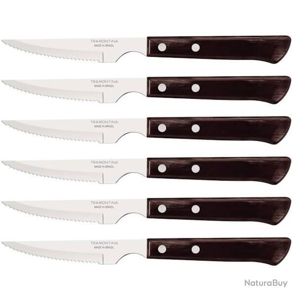 TRA.29810106 6 couteaux � steak Tramontina "Spanish" 22cm Technobois