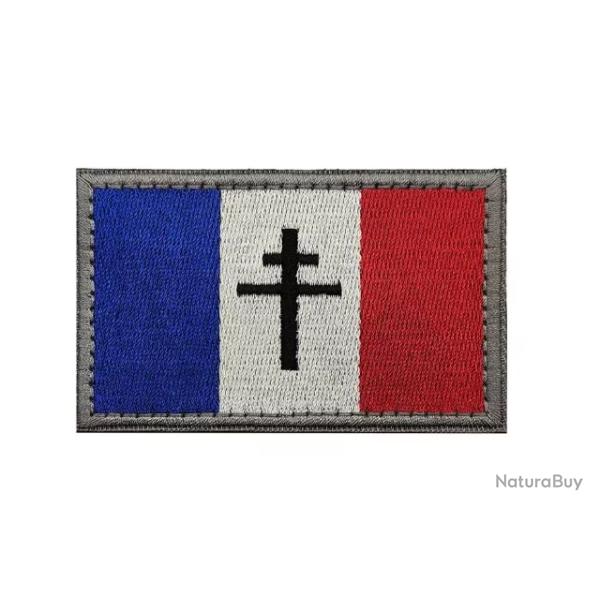 Patch Drapeau - France - Croix Lorraine - Velcro - 8 x 5 cm - Livraison gratuite