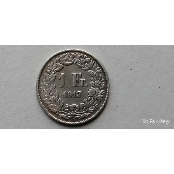SUISSE = UNE PIECE� DE 1 FRANC� 1913 B� EN ARGENT