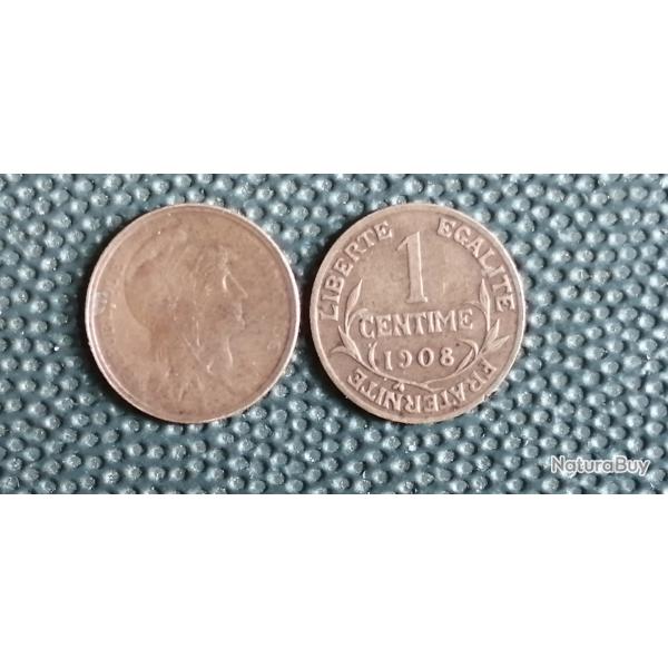 FRANCE = 1 PIECE DE  MONNAIE  DE 1 CENTIME  DE 1908