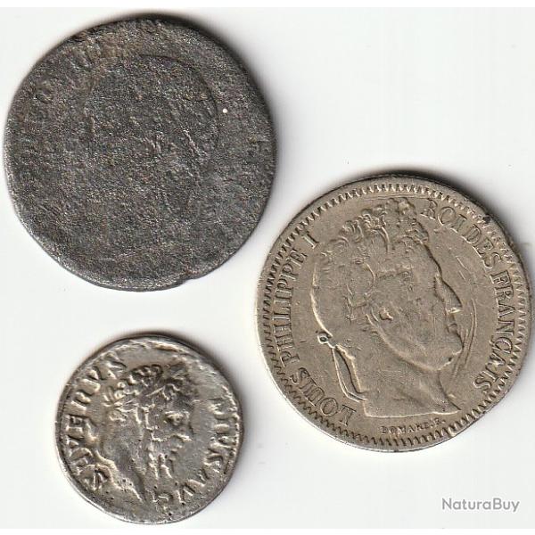 Pi�ce de Monnaie Lot de 3 Fausses Pi�ces Napol�on III Louis Philippe I et Septime s�v�re