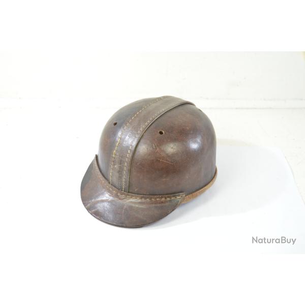Ancien casque en cuir de mineur polonais Pologne. Ann�es 1930 - 1950. Mineur de fond, extraction