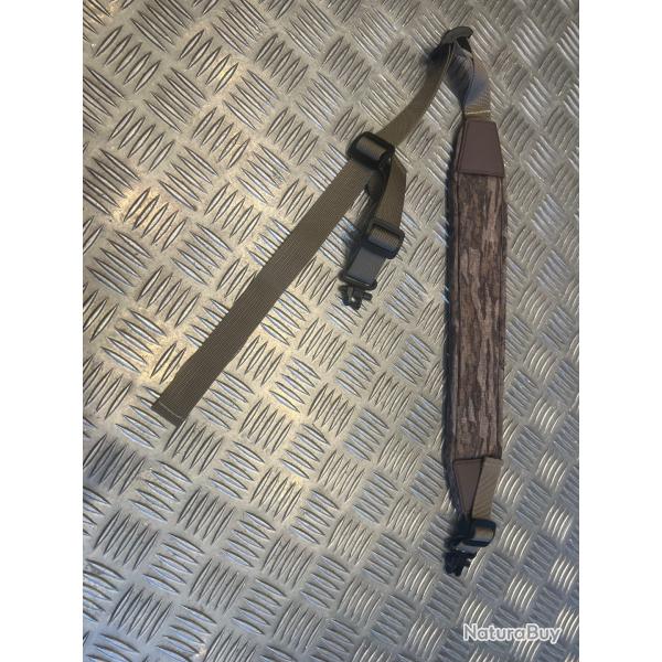 Sangle a bandouliere beige bois foret fusil carabine de chasse rembouree amovible avec 2 points