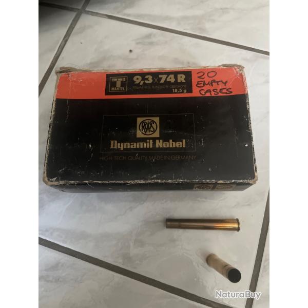 40 �tuis vide 9.3x74r RWS avec amorce tir�s 1x
