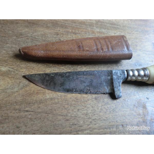 ancien petit couteau fixe solingen �tui cuir
