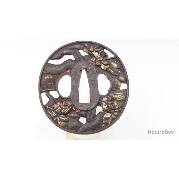 SOTEN TSUBA MARU GATA EN FER JAPON - SUKASHI SOTEN SCHOOL - EPOQUE EDO 1603/1868 Collection Tr�s bon