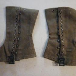 Paire de Guêtres en toile vert armée années 50