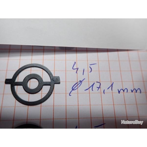 Insert, iris, grain de tunnel pour dioptre. TAR - Numro 4.5 - Diamtre 17,1 mm