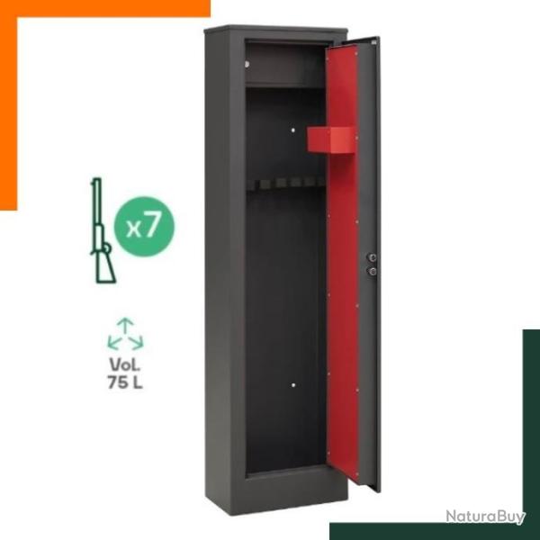 Armoire pour 7 fusils - Acier 2mm - Coffre-fort arme de poing - Gris fonc� - Livraison rapide