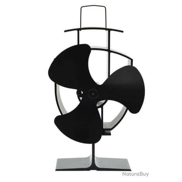 Ventilateur noir pour po�le en aluminium - 3 pales, sans �lectricit�, chaleur auto-aliment�e
