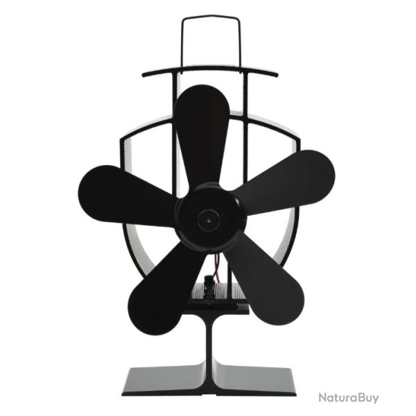 Ventilateur noir 5 pales pour po�le - Aluminium, sans �lectricit�, chaleur auto-aliment�e