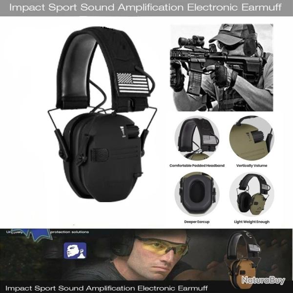 CASQUE TIR ANTI BRUIT ACTIF ELECTRONIQUE Protection Auditive NRR 23 dB