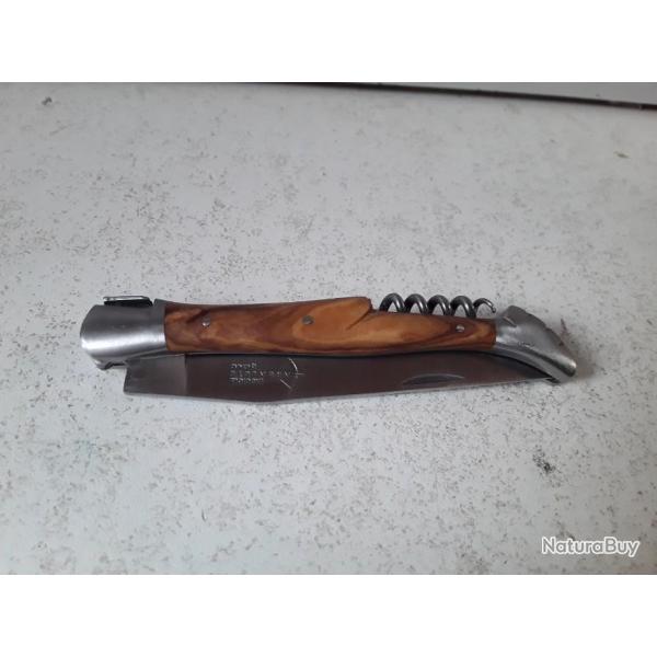 Couteau laguiole ANTAN 2P OLIVIER MITRE INOX MAT 12cm + tire bouchon