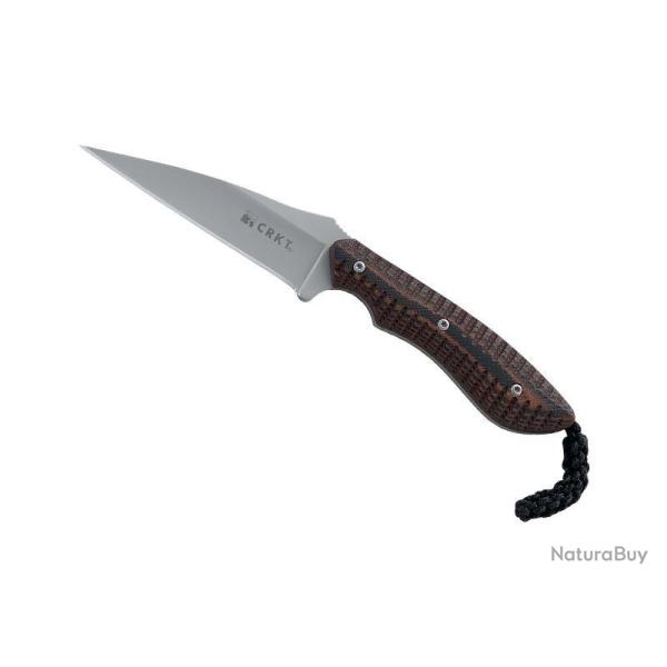 Couteau de cou CRKT "S.P.E.W" lame wharncliffe 7.5cm acier manche marron/noir + etui