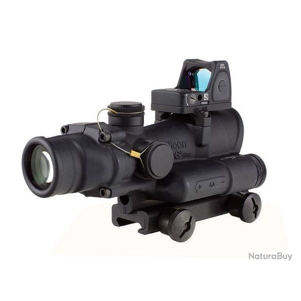 Combo TRIJICON ACOG 4x32 Crosshair rouge Calibre 223 Rem + Point rouge RMR 3,25 MOA