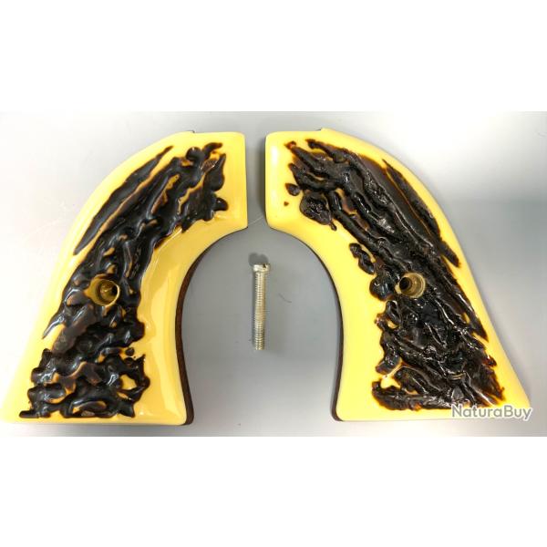 Vintage et rare : Plaquette JAY SCOTT , imitation corne pour  revolver COLT Scout