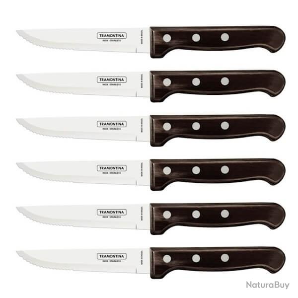 TRA.29810008 6 couteaux � steak Tramontina "Gaucho" 23,5cm Technobois