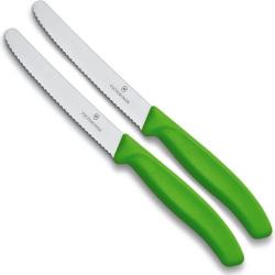 Victorinox 6.7836.L114 Couteau &agrave; tomates Swiss Classic, dent&eacute;, vert, 11 cm, 2 Pcs