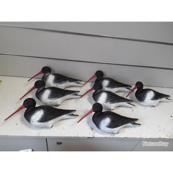 Lot de 7 appelants pie de mer "Huitrier pie" plastique