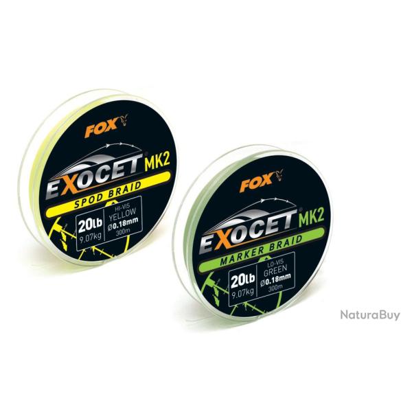 Tresse Fox Exocet� Mk2 Spod & Marker Braid - 0.18Mm/20Lb X300M Spod -Yellow