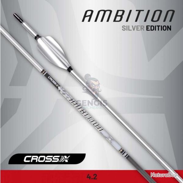 6 Fl�ches en Carbone Cross-X Ambition Silver avec Plumes XS Wing 800